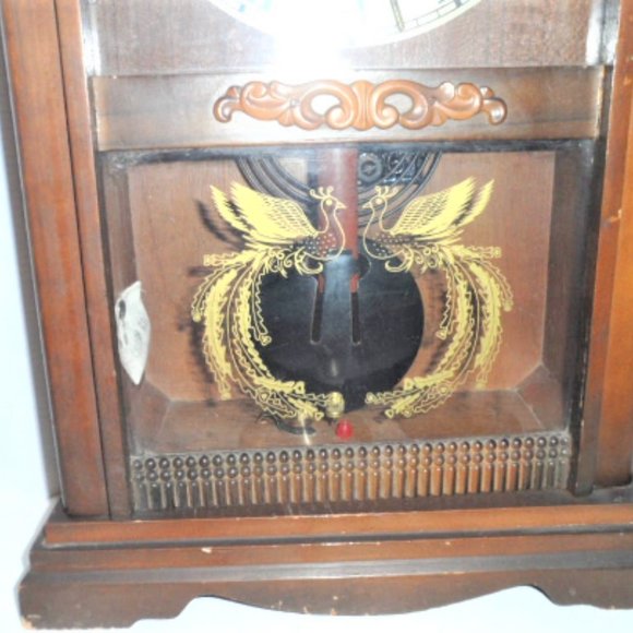 French Mission Antique CARILLON Wall Clock 31 DAY w KEY Chime Fancy Wood Scroll - Picture 3 of 8